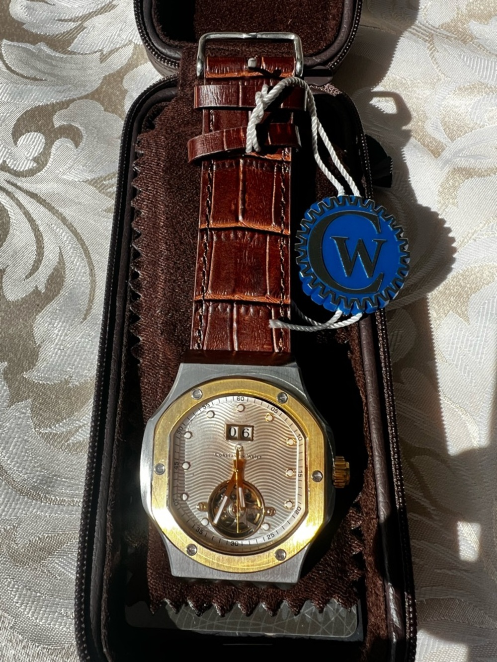 Constantin Weisz Men’s Self-Winding Watch – NEW in box – Brown Leather